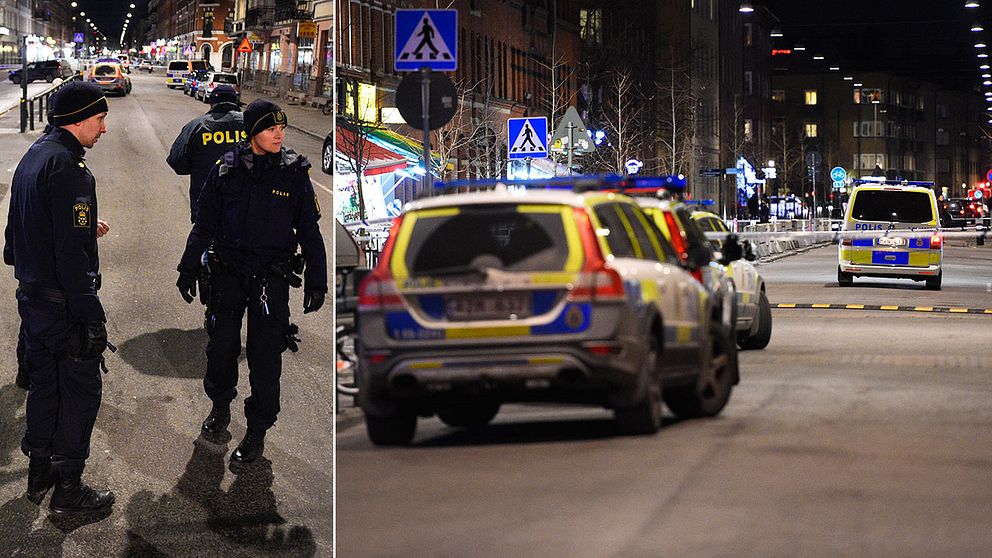 Poliser vid Möllevångstorget i Malmö efter en skjutning utanför en restaurang. Mannen som skottskadades avled senare av sina skador.