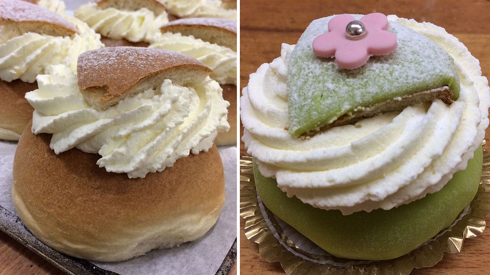 Vanlig semla och prinsess-semla