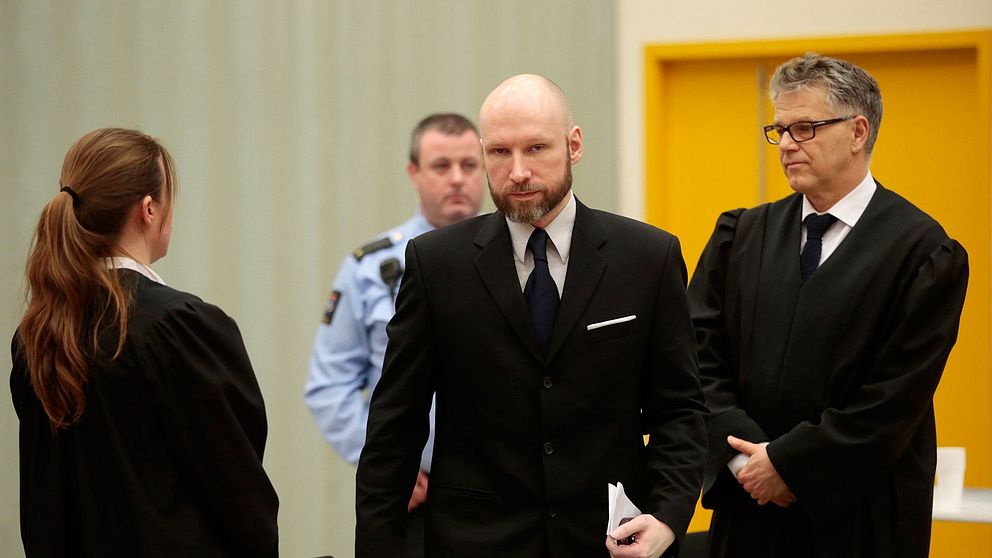 Anders Behring Breivik i rätten.