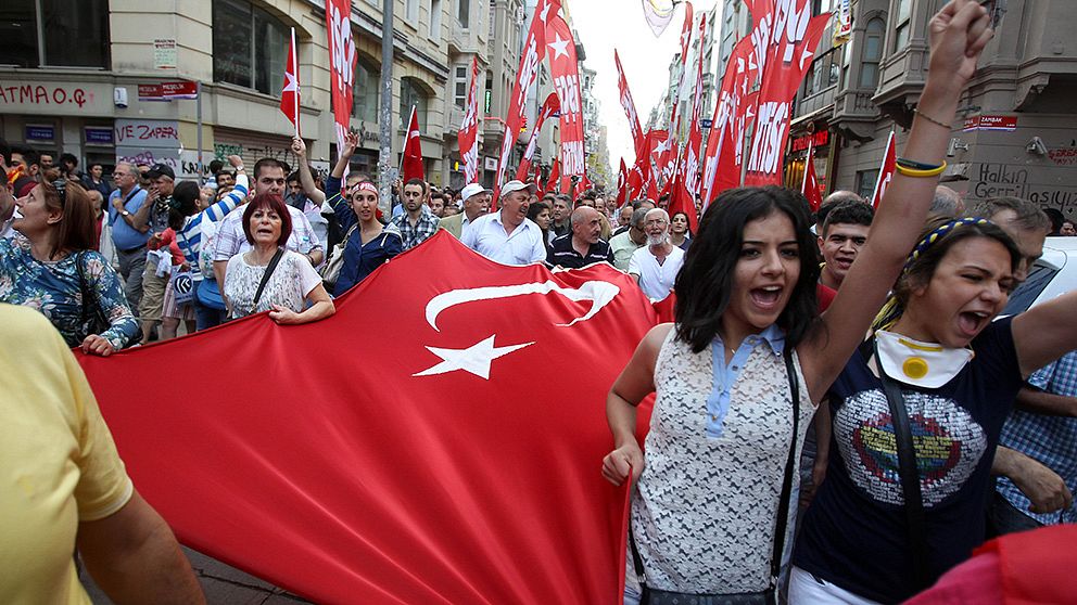 Demonstration i Istanbul. Foto Scanpix.