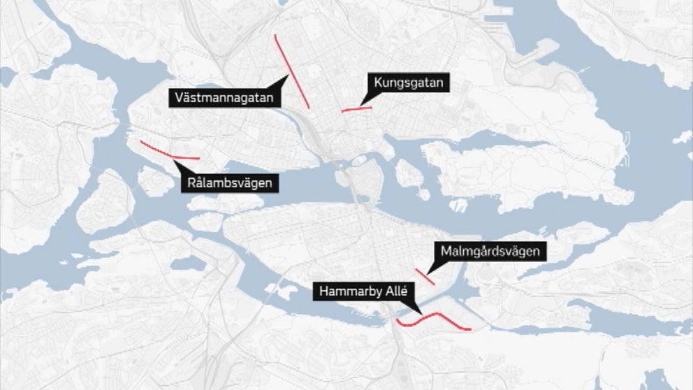 Kungsgatan, Rålambsvägen, Västmannagatan, Malmgårdsvägen och Hammarby Allé är de fem första gatorna som blir laddgator.