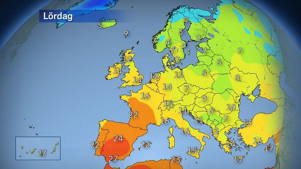 Temperaturer över Europa