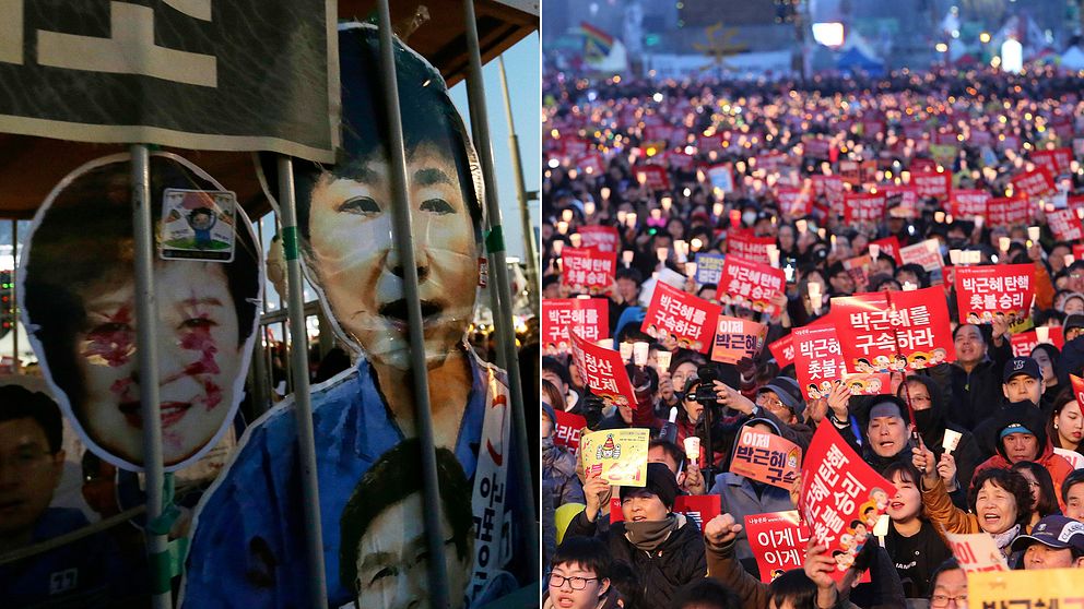 Stora demonstrationer pågår både för och emot Sydkoreas avsatta president Park Geun-Hye.