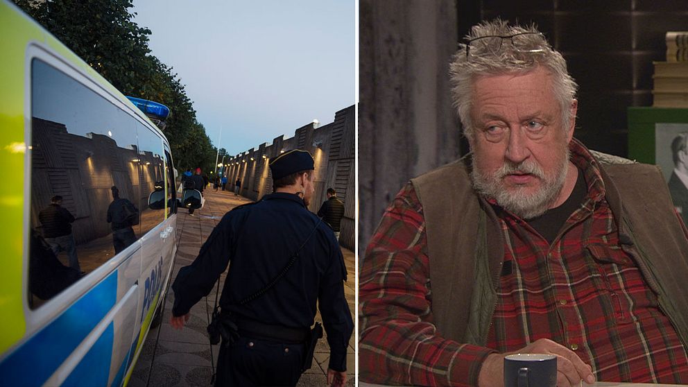 Poliser patrullera vid Tenstagången, samt Leif GW Persson i Veckans brott.