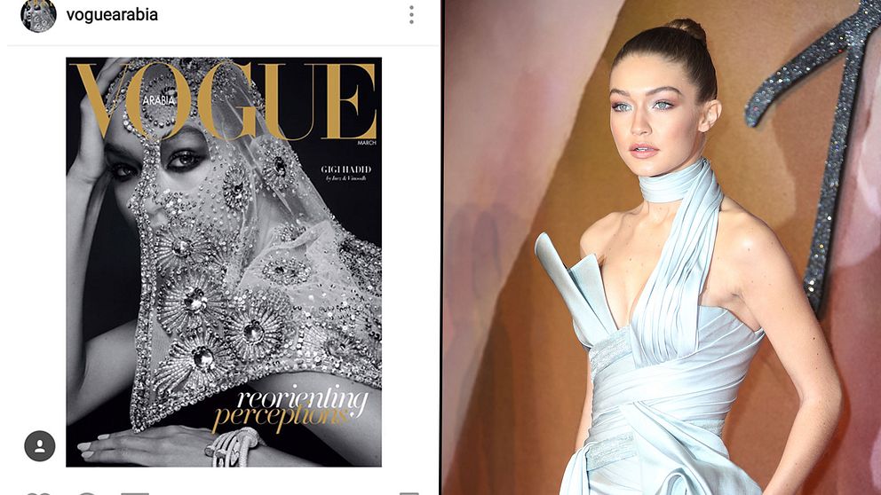 Omslaget till Vogue Arabia på Instagram/ Supermodellen Gigi Hadid