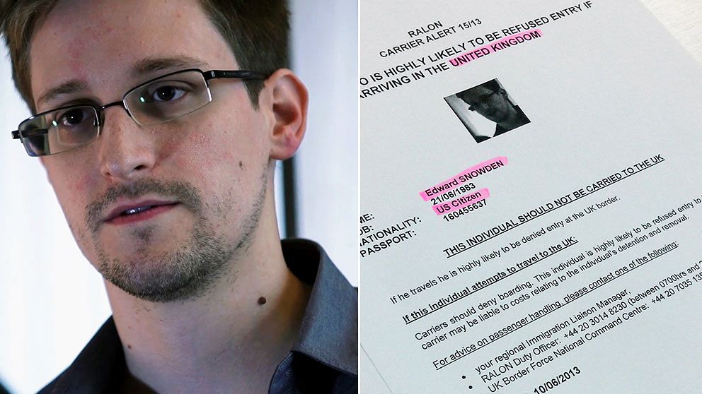 Dokumentet som skickades ut till flygbolagen gör klart att Snowden inte är välkommen.