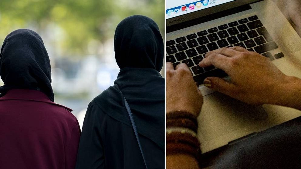 slöja, muslimer, dator