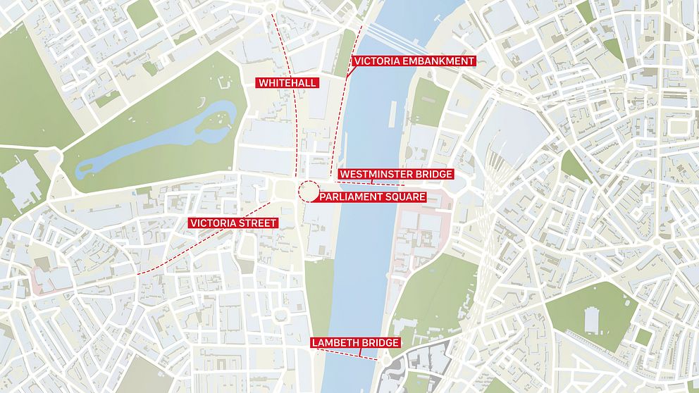 Här är platserna som Londonpolisen, strax efter attacken, uppmanade folk att undvika.
