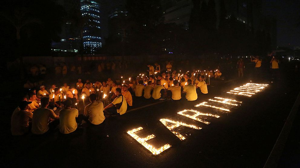 Ljumanifestation i Jakarta, Indonesien.