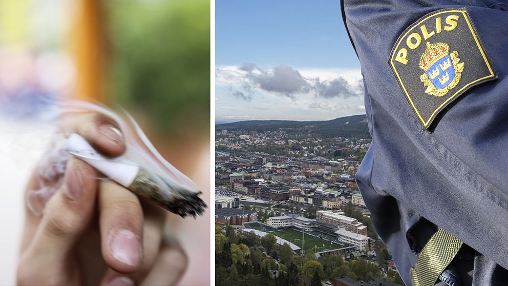 bild på polis, vy över Sundvall, cannabis