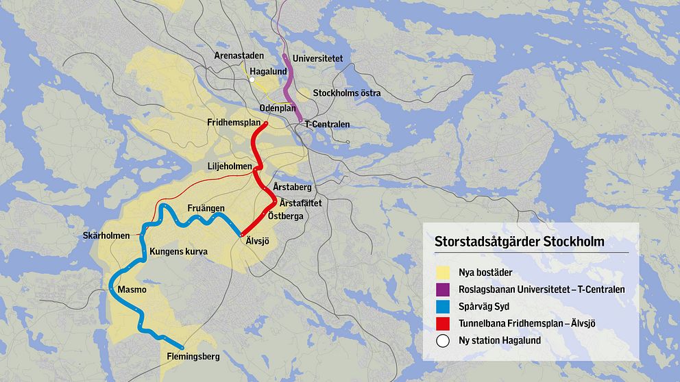 Karta över nya bostäder och kollektivtrafik i Stockholms län