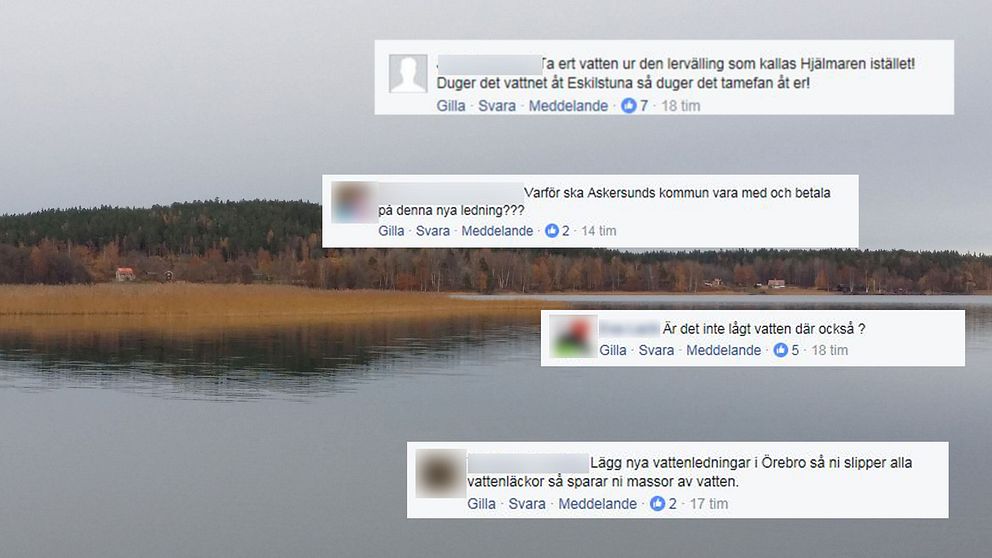 En bild på Vättern i montage med kommentarer från facbook