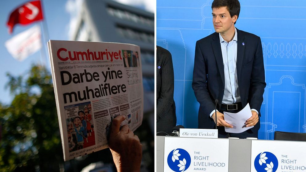 Ole von Uexkull, chef för Right Livelihood-stiftelsen, kritiserar åtalet mot 19 journalister från tidningen Cumhuriyet.
