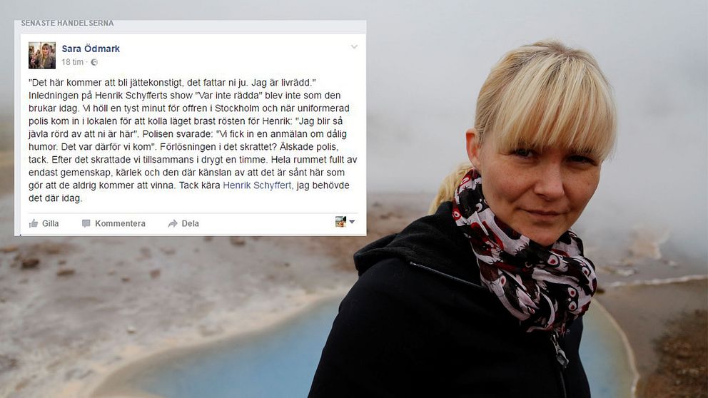 Sara Ödmark och inklippt facebookinlägg