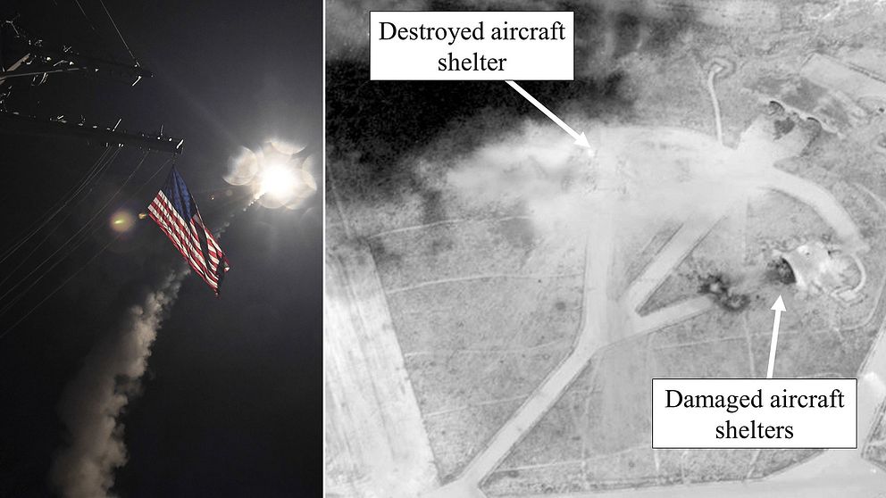 USA sände 59 Tomahawkmissiler mot flygbasen al-Shayrat i Syrien