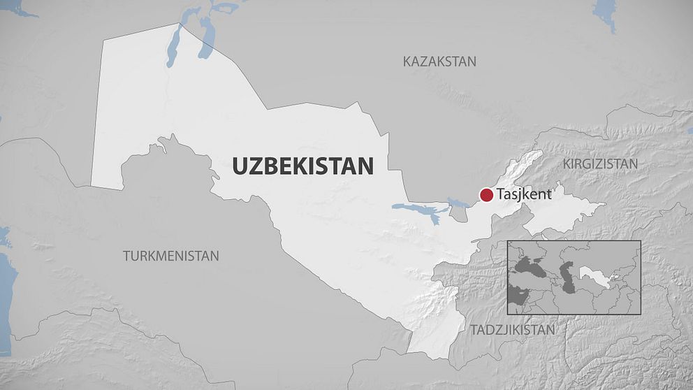 Karta på Uzbekistan.
