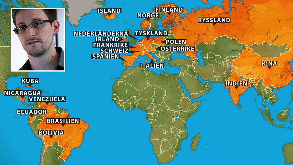 Hitills har fyra av de 21 länder som mottagit Snowdens asylsökan sagt nej: Polen, Indien, Finland och Australien.