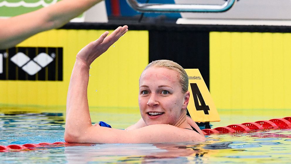 Sarah Sjöström får tufft motstånd i finalen i 50 m frisim i Swim Open i Stockholm.