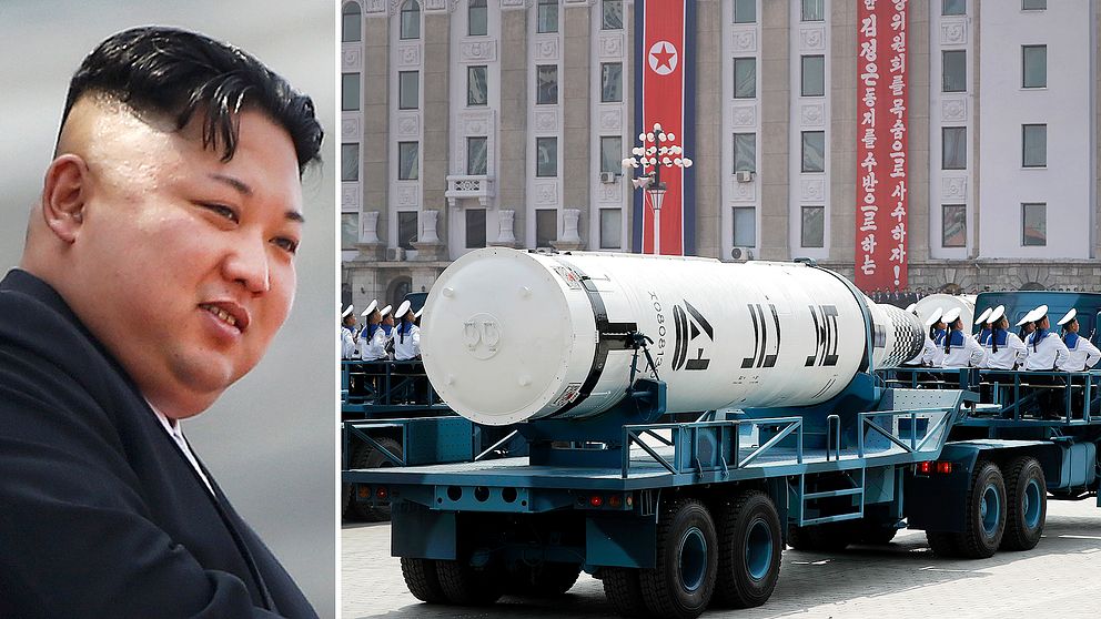 Nordkoreas diktator Kim Jon Un i samband med den stora paraden under ”solens dag” på påskdagen.