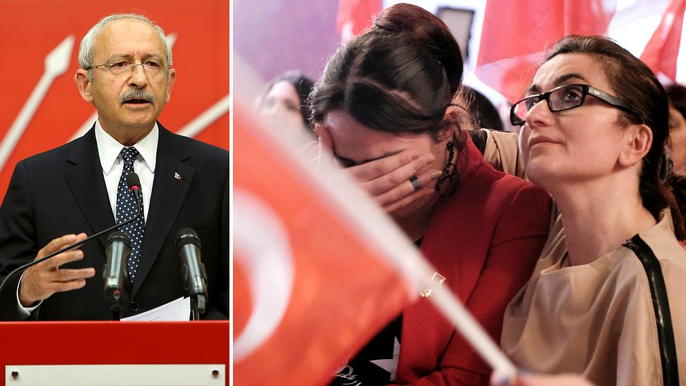 En besviken CHP-ledare i Kemal Kiliçdaroglu höll pressträff på söndagskvällen