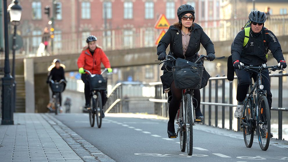 Cyklister i centrala Stockholm.