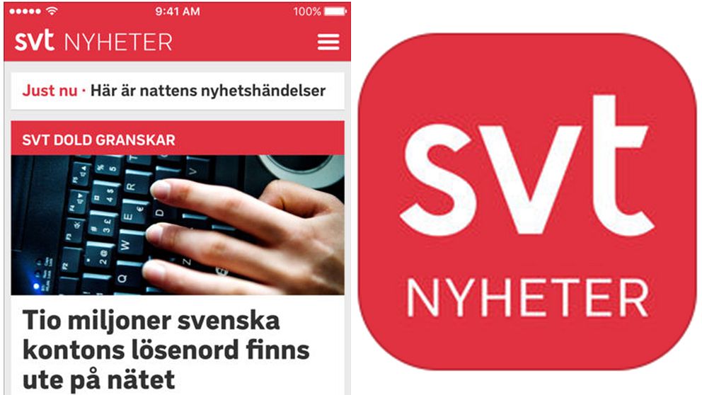 SVT Nyheters app.