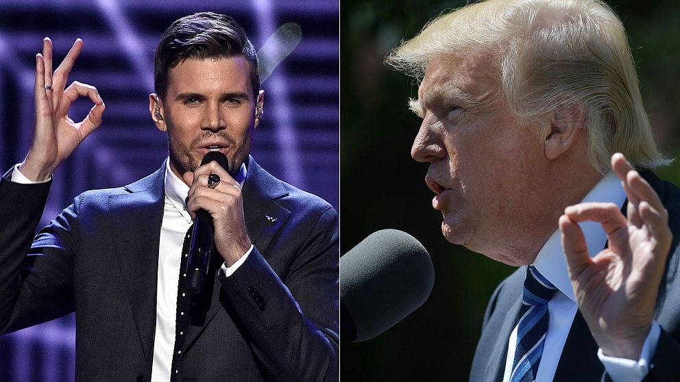 Robin Bengtsson och USA:s president Donald Trump.