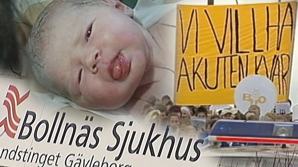 Montage med bebis och protester