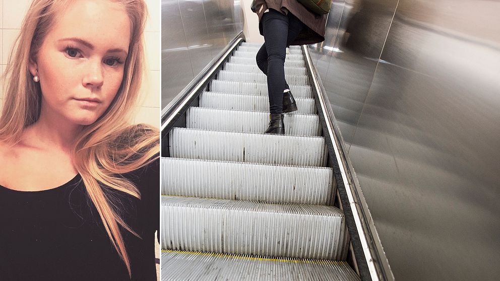 Frida Lindberg smygfotograferades under kjolen i tunnelbanans rulltrappa.