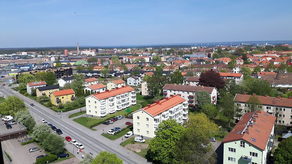 Utsikt från högsta våningen i nya bostadshuset Kajalen.