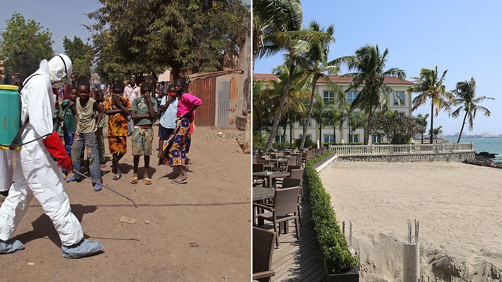 Till höger lyxhotellet Palm Camayenne hotel, där WHO-chefen bodde när hon reste till eboladrabbade Guinea i Afrika.