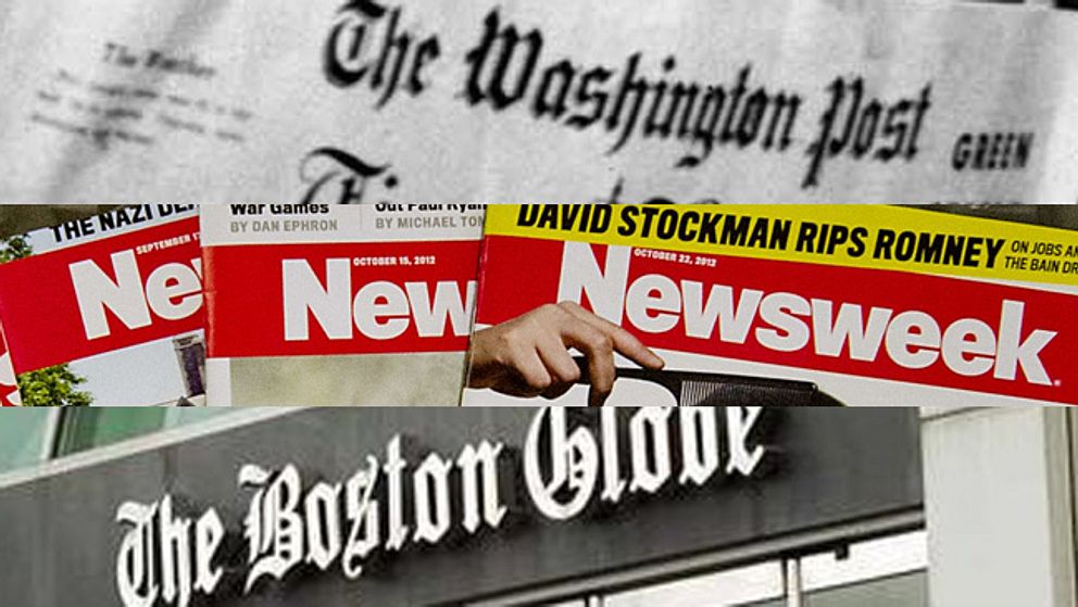 Tre legendariska tidningar har sålts på kort tid, Newsweek, The Boston Globe och Washington Post.