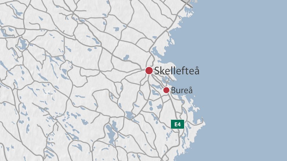 Karta som visar Bureå utanför Skellefteå