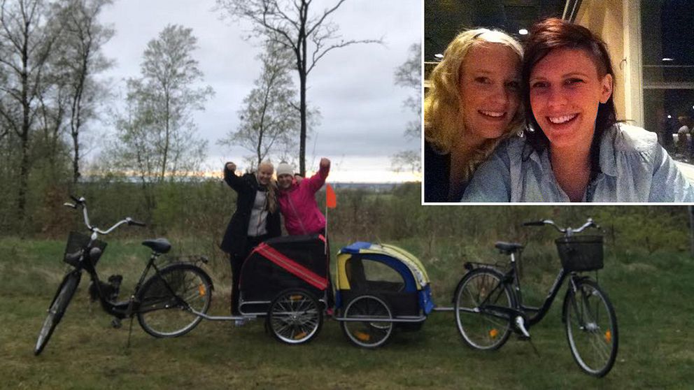 Erica Stane och Emilie Gustafsson ska cykla från Veinge till Wien.