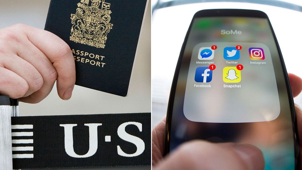 Kanadensiskt pass och en telefon med flera sociala medieappar