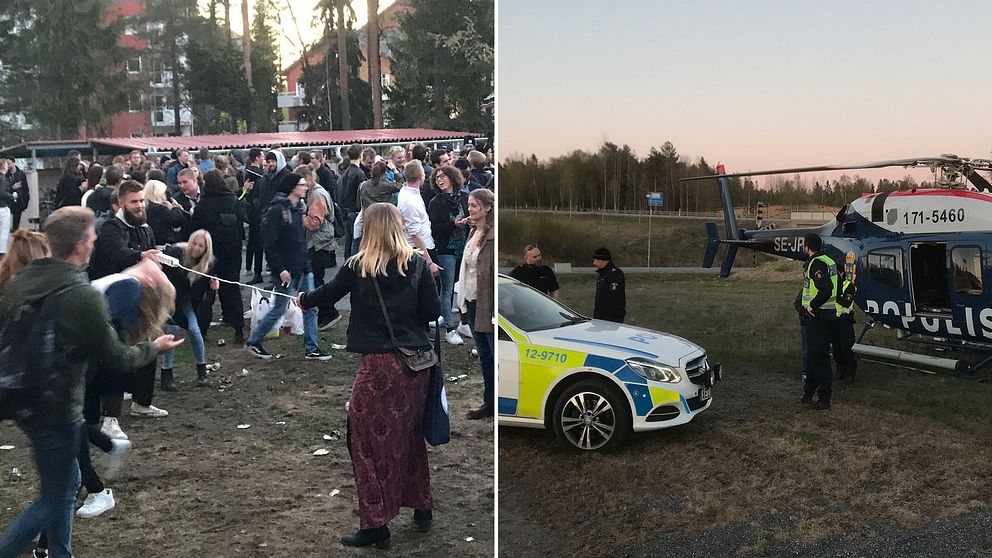 Polisen har haft fullt upp med stök på Brännbollsyran i Umeå.