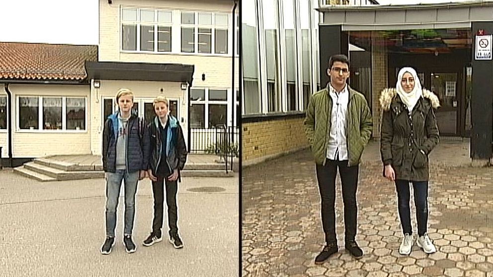 Emil och Albin från Ljungsbroskolan och Amenah och Alamin från Skäggetorpsskolan.