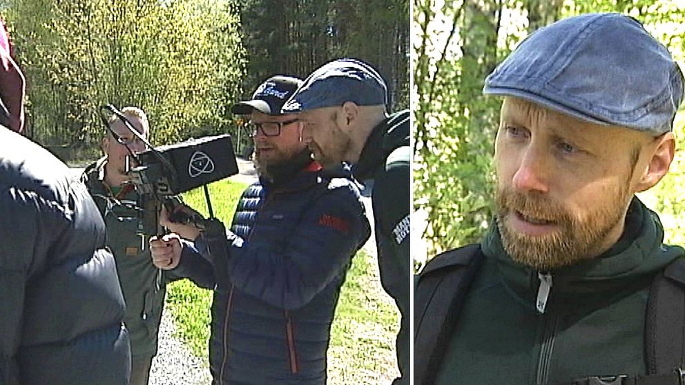 Filminspelning pågår, producenten Martin Machnow och fotografen Joakim Wassberg i samspråk.