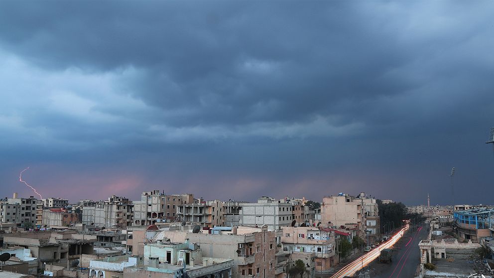 Bild över Raqqa från mars 2017.