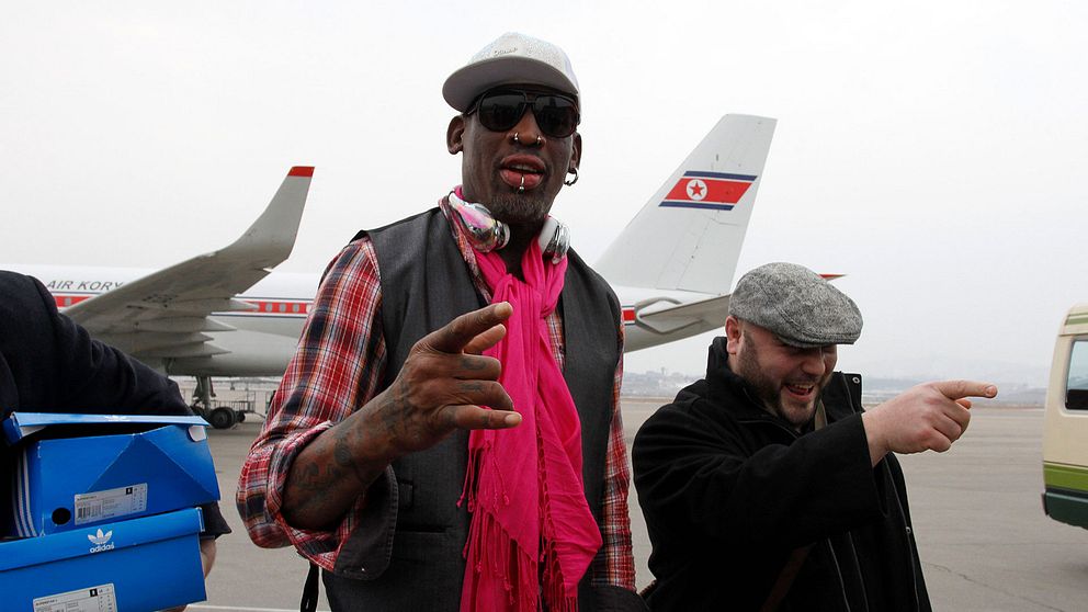 Dennis Rodman vid sitt besök i Nordkorea 2014