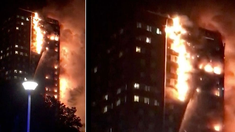 Storbrand i höghus i västra London