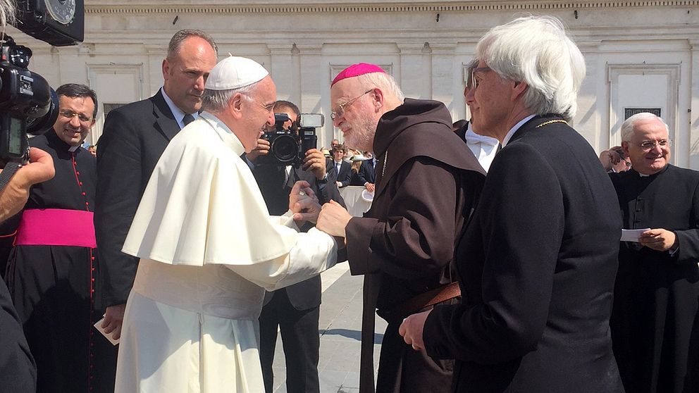 Ärkebiskop Antje Jackelén och Sveriges nya kardinal Anders Arborelius träffade påve Franciskus.