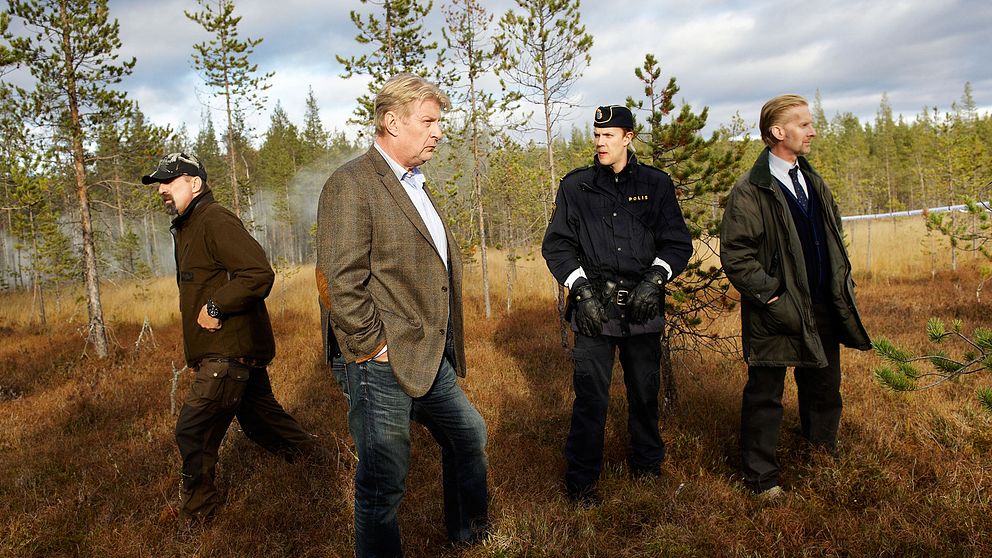 Skådespelarna Rolf Lassgård, Peter Stormare och regissören Kjell Sundvall under inspelningen av Jägarna 2, 2010.