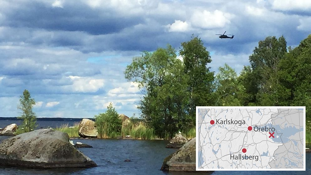 Bild från hjälmaren med en helikopter