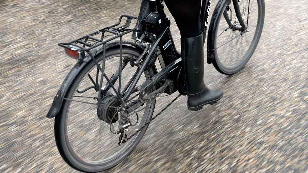 En kvinna skadades när hon vid tretiden natten till måndagen knuffades av cykeln av flera personer i Borås.