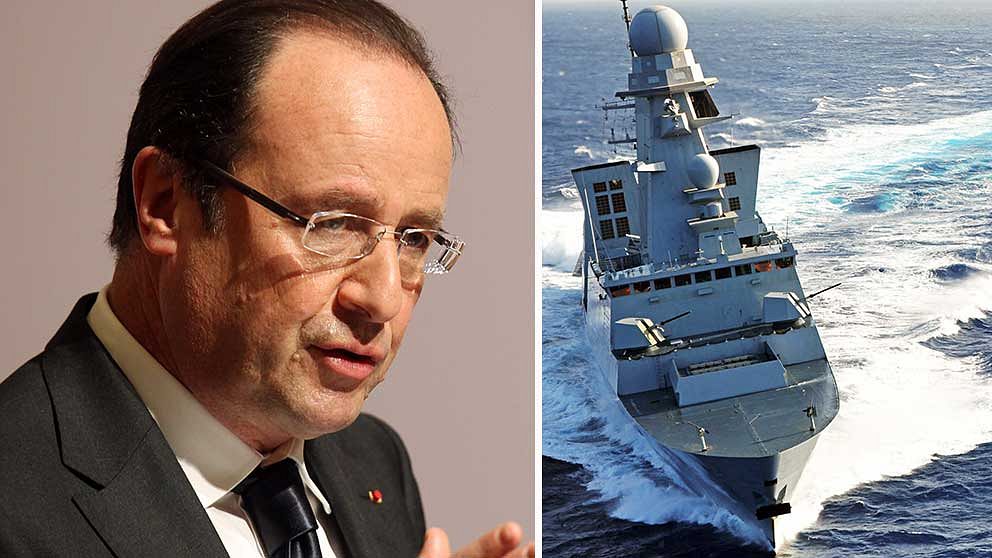 Frankrikes president Francois Hollande har örlogsförtyg redo att slå till.