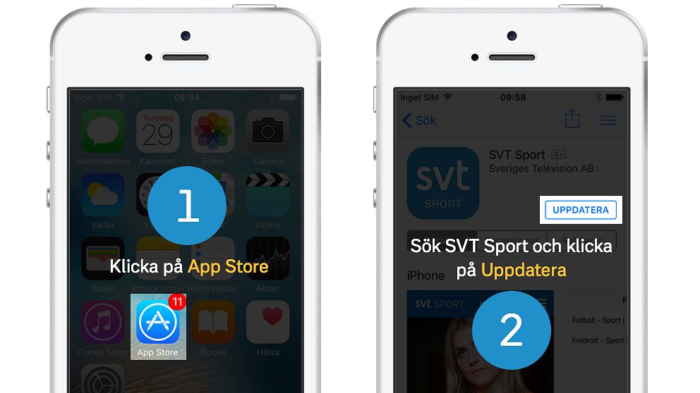 Så uppdaterar du SVT Sports app i iphone.