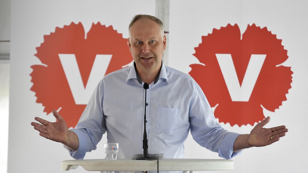 Vänsterpartiets partiledare Jonas Sjöstedt (V) från Almedalen 2017.