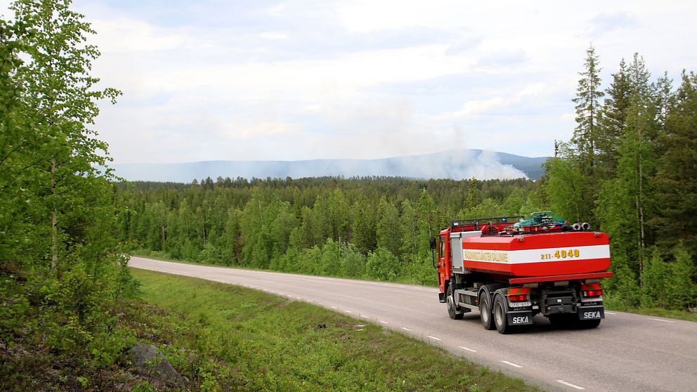 Brandbil och brandrök från avfallsanläggning Kavaheden, Gällivare