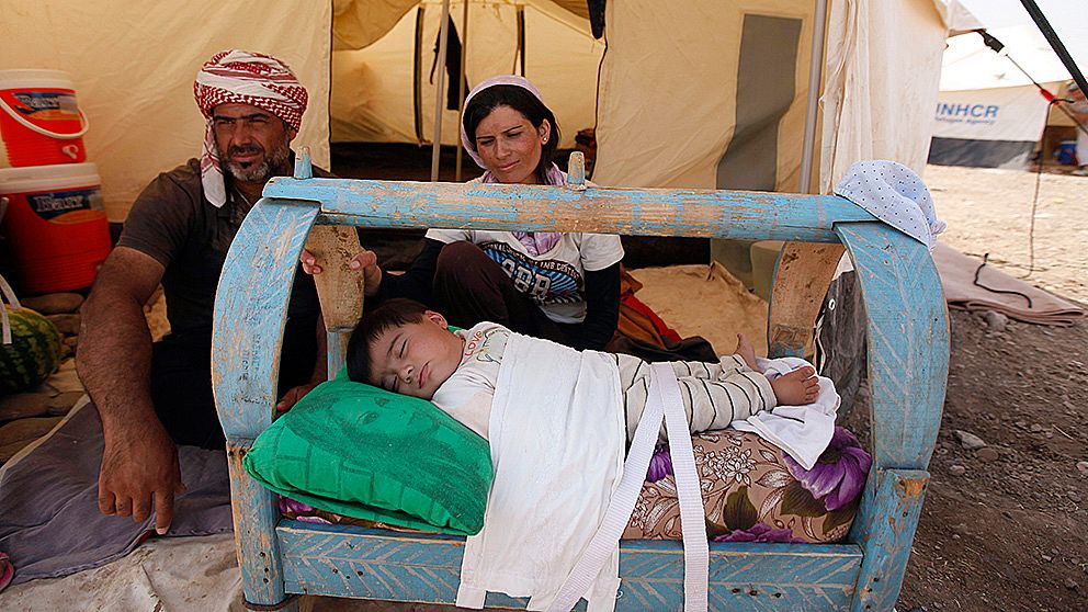 Syriska flyktingar i ett flyktingläger i Irbil i Irak, augusti 2013.